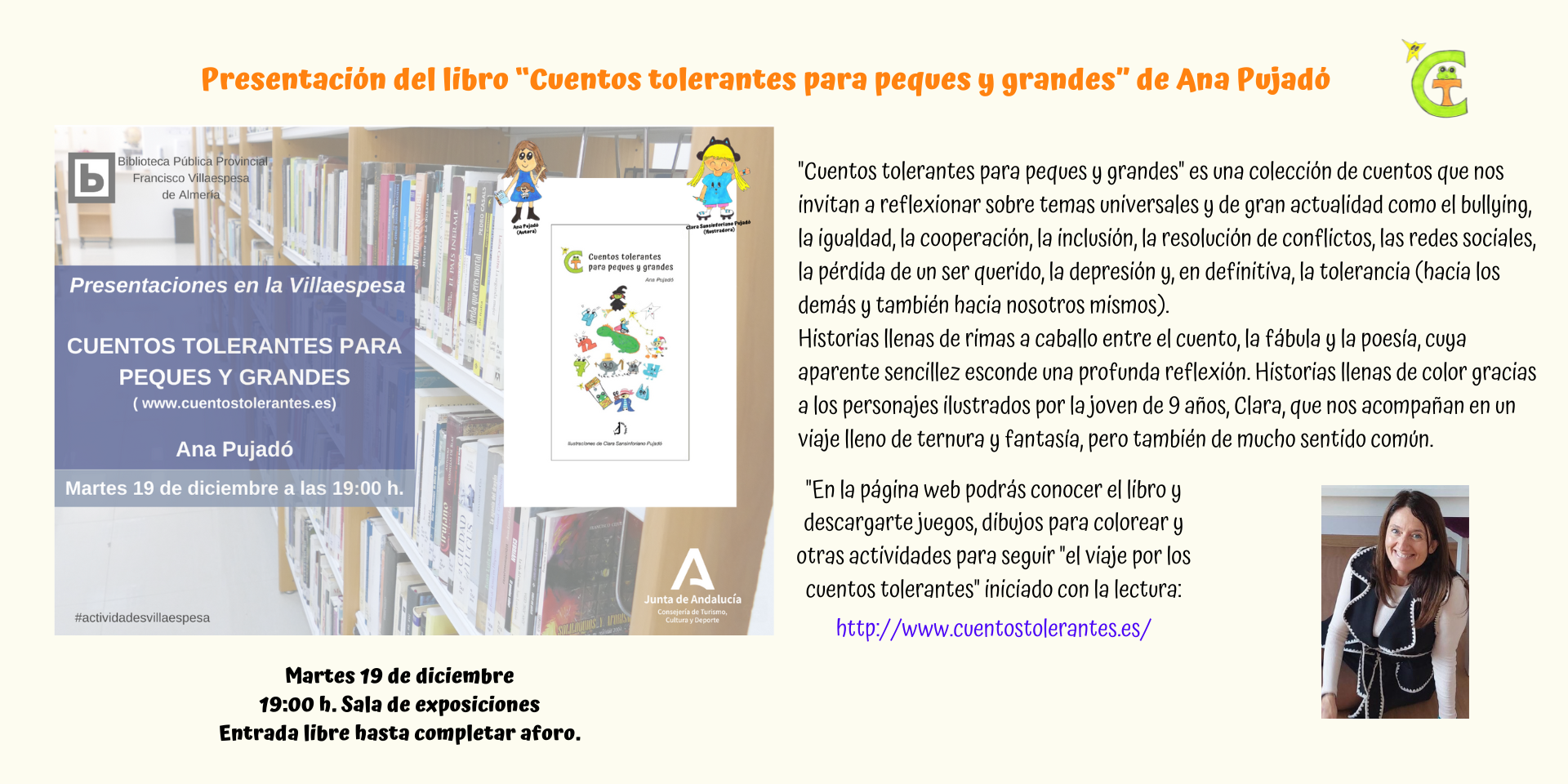 ¡¡¡Presentación del libro 19 Diciembre en la Biblioteca Villaespesa!!!